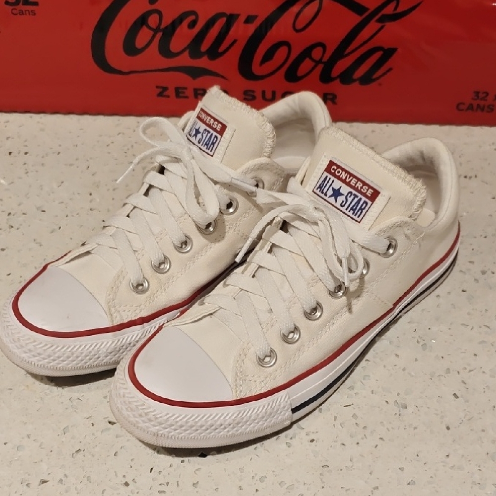 Converse All Star Cream Sneakers with Red Trim